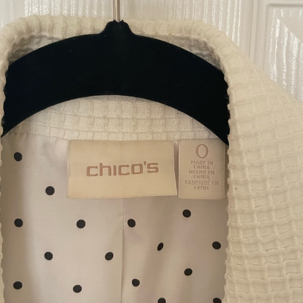 CHICO'S Textured Moto Cream Jacket - Chico's Size 0/Small - Picture 7 of 8